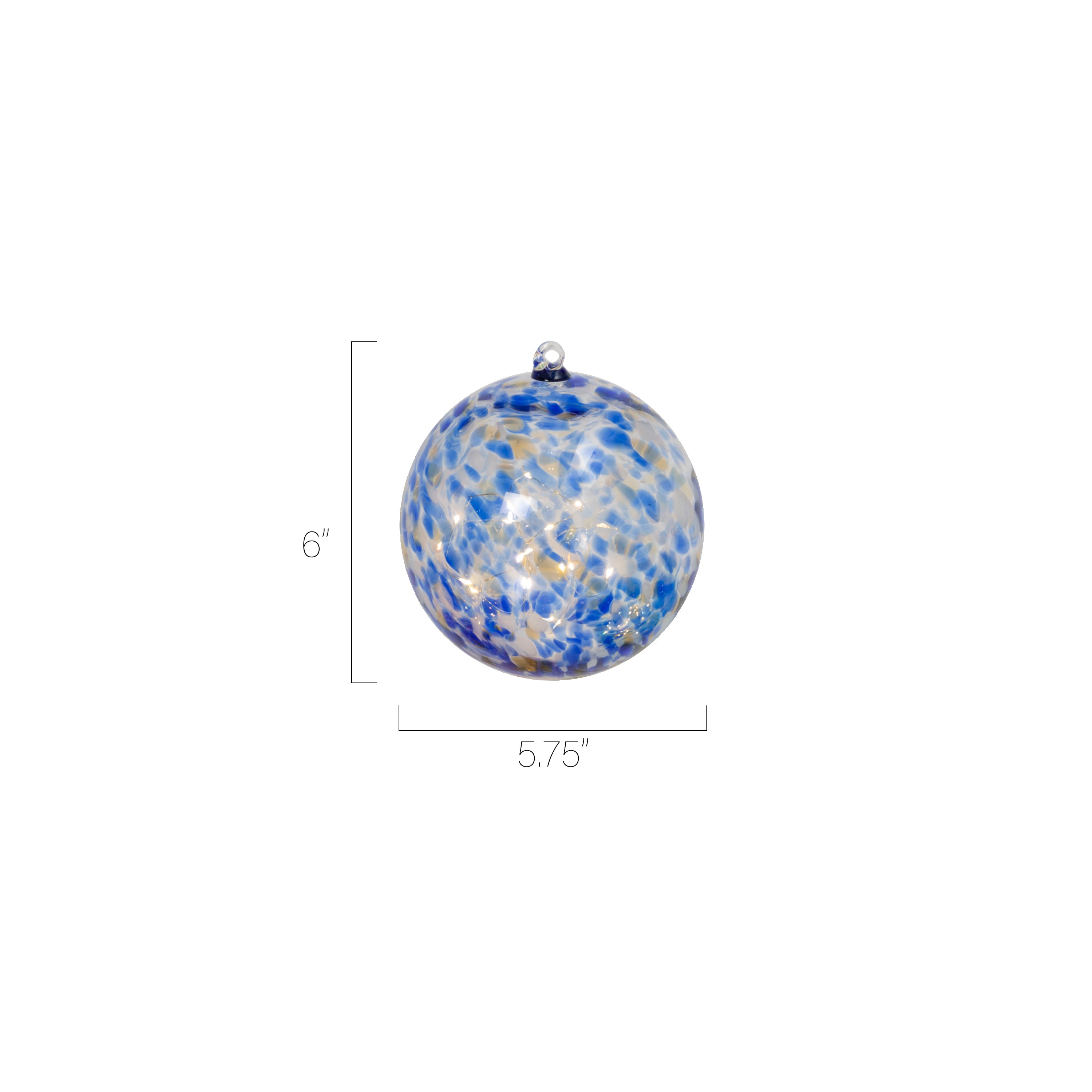 5.75 Inch Elegant Blue Illuminating Hand Blown Glass Sphere